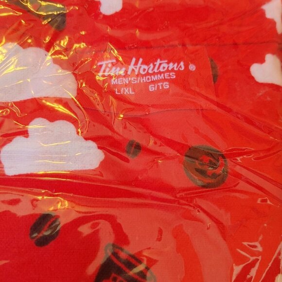 FUN Tim Hortons PJs Pajama Set Red Flannel Sleep Shirt and Pants Small Medium - Picture 4 of 5